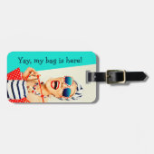 Funny Retro Beach Lady Traveler Bagagelabel (Voorkant horizontaal)