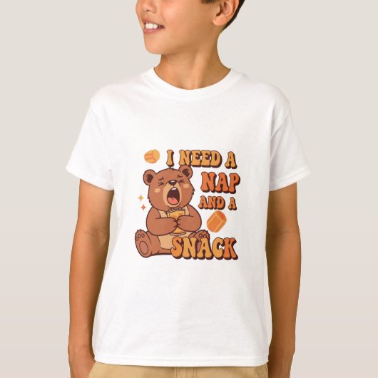 Funny Retro Bear Nap Time Kids T-Shirt (Voorkant)