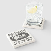 Funny Retro Beer Cartoon Stenen Onderzetter (Zijkant)