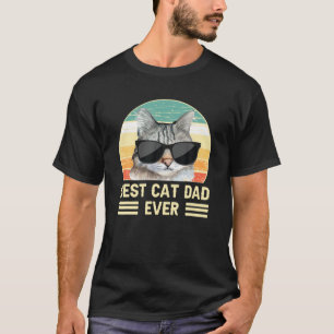 Funny Retro Best Cat Dad ever, Cat with Sunglasse T-shirt
