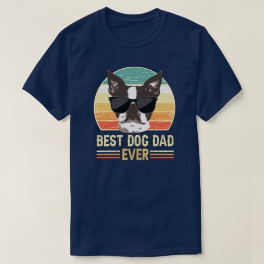 Funny Retro Best Dog Dad Ever Dog with Sunglasses T-shirt (Design voorkant)