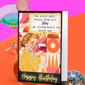 Funny Retro Birthday Card Best Friend - Humor Doct Kaart