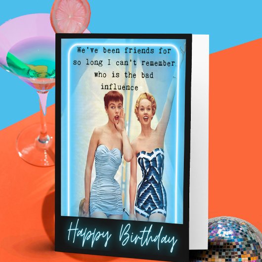 Funny Retro Birthday Card Best Friend-Sassy-Bad Kaart