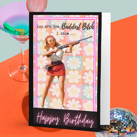 Funny Retro Birthday Card Best Friend-Sassy-Bad Kaart