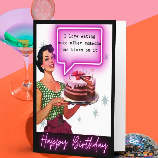 Funny Retro Birthday Card Best Friend-Sassy -Blow Kaart