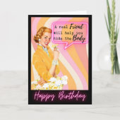 Funny Retro Birthday Card Best Friend-Sassy-Body Kaart (Voorkant)