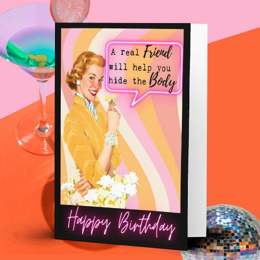Funny Retro Birthday Card Best Friend-Sassy-Body Kaart