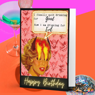 Funny Retro Birthday Card Best Friend - Sassy Evil Kaart
