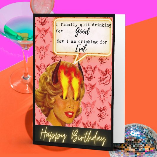 Funny Retro Birthday Card Best Friend - Sassy Evil Kaart