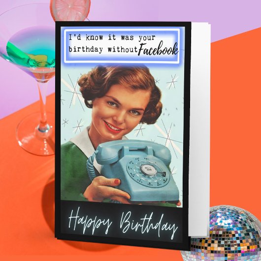 Funny Retro Birthday Card Best Friend-Sassy-Facebo Kaart
