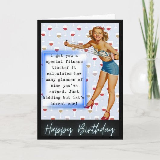 Funny Retro Birthday Card Best Friend-Sassy-Fitnes Kaart (Voorkant)