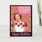Funny Retro Birthday Card Best Friend-Sassy-Glass Kaart (Voorkant)