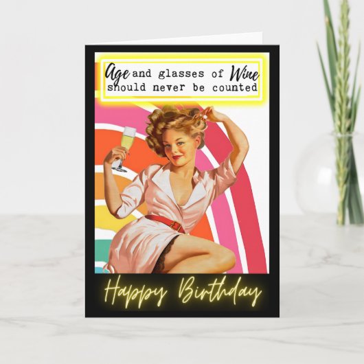 Funny Retro Birthday Card Best Friend-Sassy-Glass Kaart (Voorkant)
