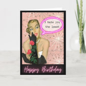 Funny Retro Birthday Card Best Friend-Sassy-Hate Kaart (Voorkant)