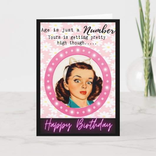 Funny Retro Birthday Card Best Friend-Sassy-Number Kaart (Voorkant)