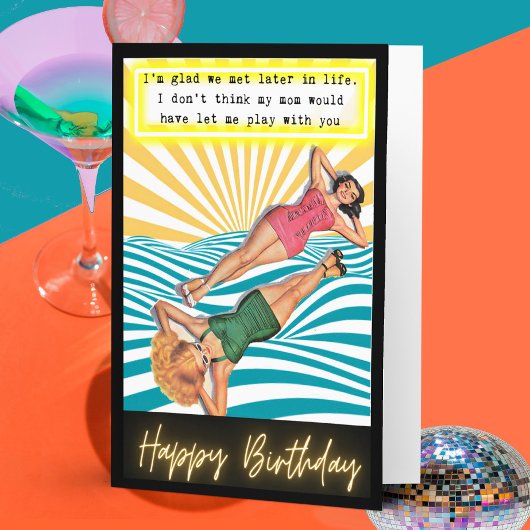Funny Retro Birthday Card Best Friend-Sassy-Play Kaart
