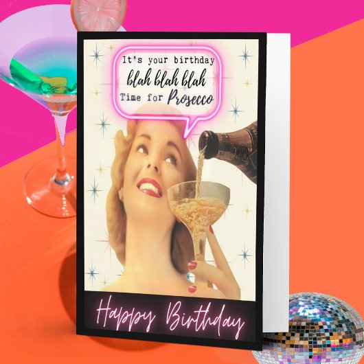 Funny Retro Birthday Card Best Friend-Sassy-Prosec Kaart