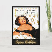 Funny Retro Birthday Card Best Friend-Sassy-Silver Kaart (Voorkant)