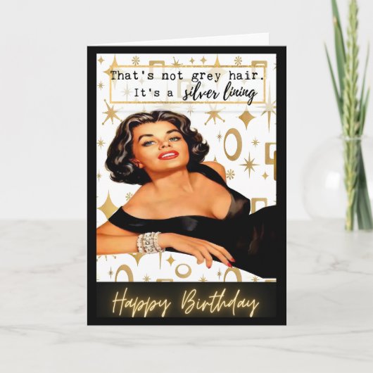 Funny Retro Birthday Card Best Friend-Sassy-Silver Kaart (Voorkant)