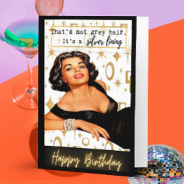 Funny Retro Birthday Card Best Friend-Sassy-Silver Kaart