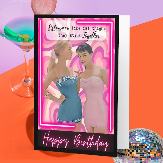 Funny Retro Birthday Card Best Friend-Sassy-Sister Kaart
