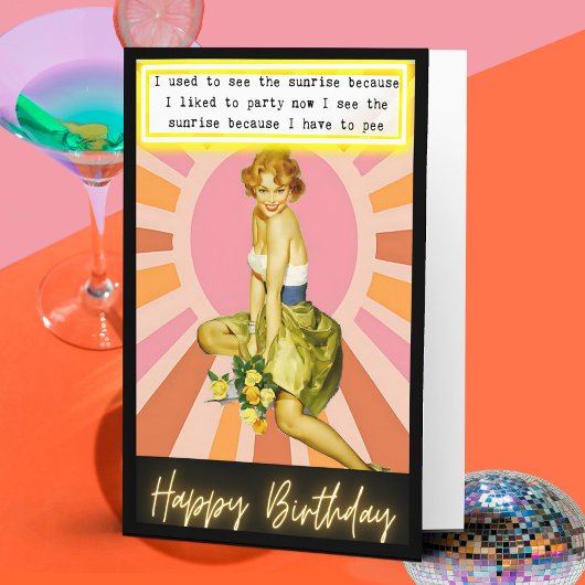 Funny Retro Birthday Card Best Friend-Sassy-Sun Kaart
