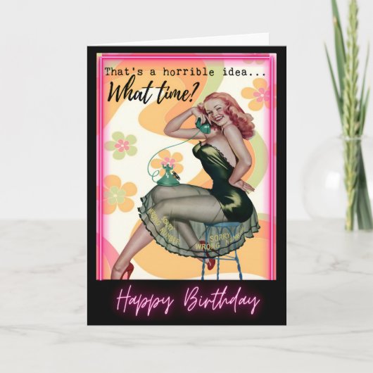 Funny Retro Birthday Card Best Friend-Sassy-Time Kaart (Voorkant)