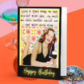 Funny Retro Birthday Card Best Friend-Sassy-Wine Kaart