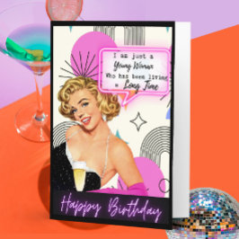 Funny Retro Birthday Card Best Friend -Sassy Young Kaart