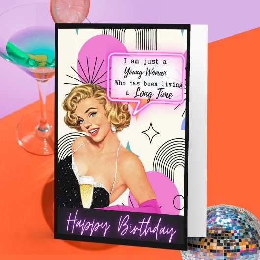Funny Retro Birthday Card Best Friend -Sassy Young Kaart