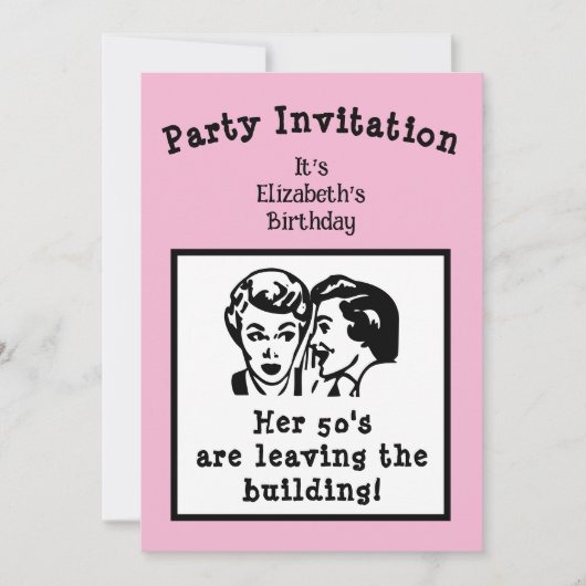 Funny Retro Birthday Elke leeftijd uitnodiging (Voorkant)