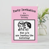 Funny Retro Birthday Elke leeftijd uitnodiging (Staand voorkant)