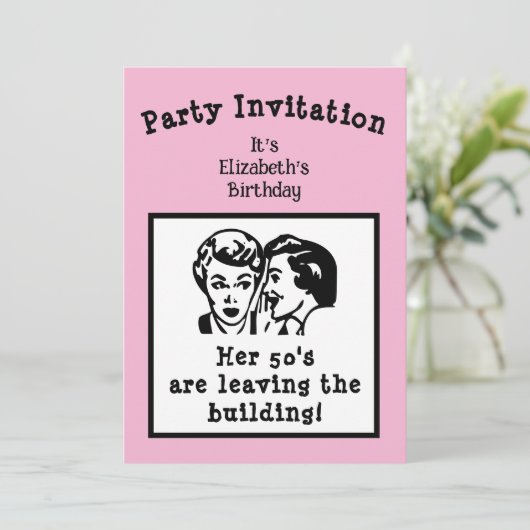 Funny Retro Birthday Elke leeftijd uitnodiging (Staand voorkant)