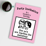 Funny Retro Birthday Elke leeftijd uitnodiging<br><div class="desc">Nodig uw familie en vrienden uit tot uw speciale dag met deze leuke en unieke retro cartoon, de verjaardagsuitnodiging! Deze roze kaart is voorzien van een hilarische cartoon die je gasten zal laten glimlachen en hen enthousiast zal maken voor je feest. Het kan voor elke leeftijd worden aangepast, dus hoe...</div>