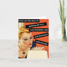 Funny Retro Birthday Kaart blaast kaarsen uit