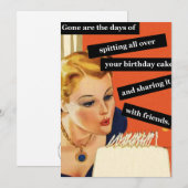 Funny Retro Birthday Kaart blaast kaarsen uit (Voorkant / Achterkant)