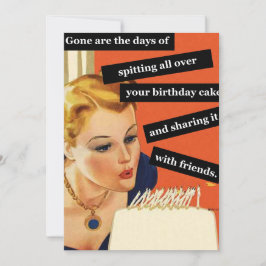 Funny Retro Birthday Kaart blaast kaarsen uit