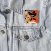 Funny Retro Birthday Kaart blaast kaarsen uit Vierkante Button 5,1 Cm (In situ)