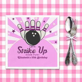 Funny Retro Bowling Birthday Girl Party Servet