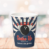 Funny Retro Bowling Birthday Party for Kids Papieren Bekers