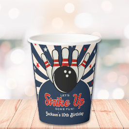 Funny Retro Bowling Birthday Party for Kids Papieren Bekers