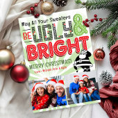 Funny Retro Bright Ugly Sweater Photo Christmas Feestdagenkaart