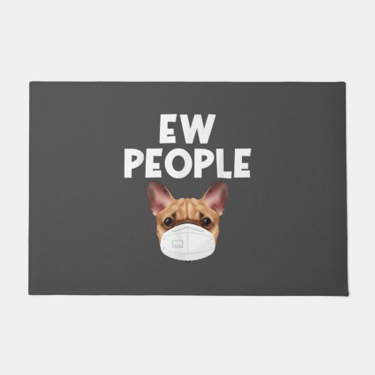 Funny Retro Bulldog Wearing Mask Ew People Deurmat (Voorkant)