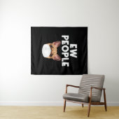 Funny Retro Bulldog Wearing Mask Ew People Wandkleed (In Situ (horizontaal))