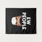 Funny Retro Bulldog Wearing Mask Ew People Wandkleed (Voorkant (horizontaal))