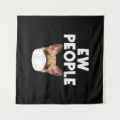 Funny Retro Bulldog Wearing Mask Ew People Wandkleed (Voorkant (horizontaal))