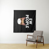 Funny Retro Bulldog Wearing Mask Ew People Wandkleed (In Situ (horizontaal))