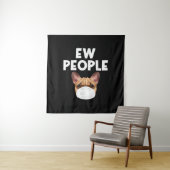 Funny Retro Bulldog Wearing Mask Ew People Wandkleed (In situ)