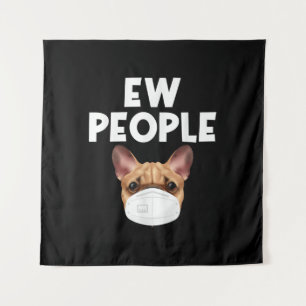 Funny Retro Bulldog Wearing Mask Ew People Wandkleed
