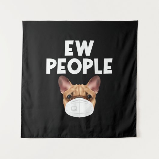 Funny Retro Bulldog Wearing Mask Ew People Wandkleed (Voorkant)